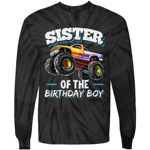 Sister of the Birthday Monster Truck Birthday Party Tie-Dye Long Sleeve Shirt