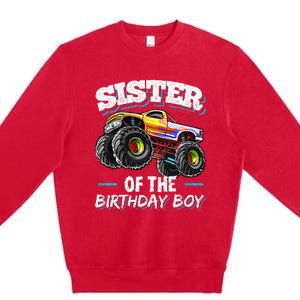 Sister of the Birthday Monster Truck Birthday Party Premium Crewneck Sweatshirt