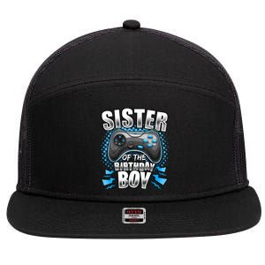 Sister Of The Birthday Boy Matching Video Game Birthday 7 Panel Mesh Trucker Snapback Hat