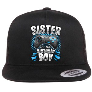 Sister Of The Birthday Boy Matching Video Game Birthday Flat Bill Trucker Hat