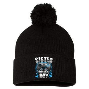 Sister Of The Birthday Boy Matching Video Game Birthday Pom Pom 12in Knit Beanie