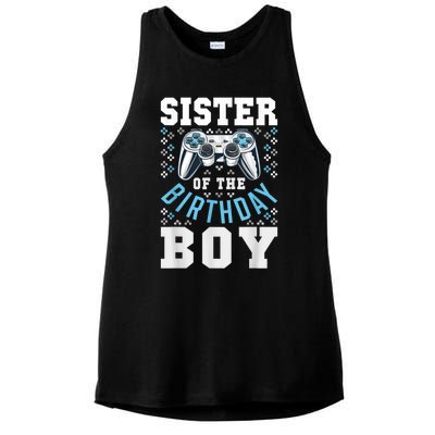 Sister Of The Birthday Boy Matching Video Gamer Birthday Ladies PosiCharge Tri-Blend Wicking Tank