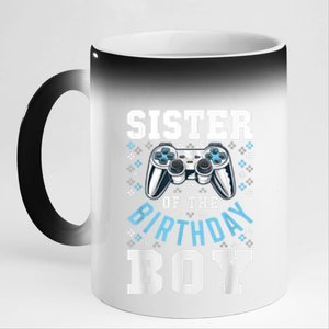 Sister Of The Birthday Boy Matching Video Gamer Birthday 11oz Black Color Changing Mug