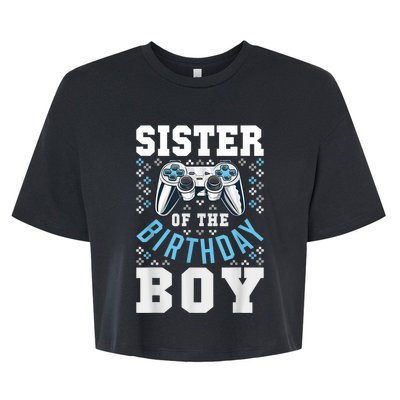 Sister Of The Birthday Boy Matching Video Gamer Birthday Bella+Canvas Jersey Crop Tee