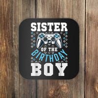 Sister Of The Birthday Boy Matching Video Gamer Birthday Coaster