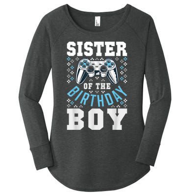 Sister Of The Birthday Boy Matching Video Gamer Birthday Women's Perfect Tri Tunic Long Sleeve Shirt