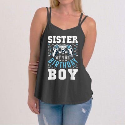 Sister Of The Birthday Boy Matching Video Gamer Birthday Women's Strappy Tank