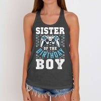 Sister Of The Birthday Boy Matching Video Gamer Birthday Women's Knotted Racerback Tank