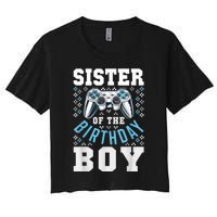 Sister Of The Birthday Boy Matching Video Gamer Birthday Women's Crop Top Tee