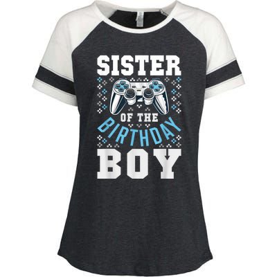 Sister Of The Birthday Boy Matching Video Gamer Birthday Enza Ladies Jersey Colorblock Tee