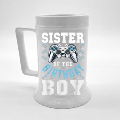 Sister Of The Birthday Boy Matching Video Gamer Birthday Beer Stein