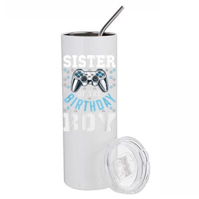 Sister Of The Birthday Boy Matching Video Gamer Birthday Stainless Steel Tumbler