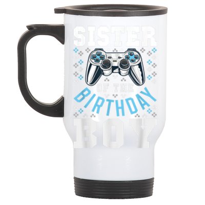 Sister Of The Birthday Boy Matching Video Gamer Birthday Stainless Steel Travel Mug