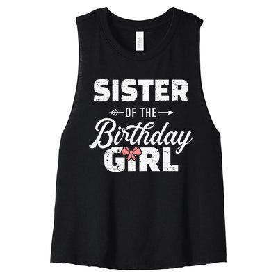 Sister of the birthday daughter matching family Women's Racerback Cropped Tank