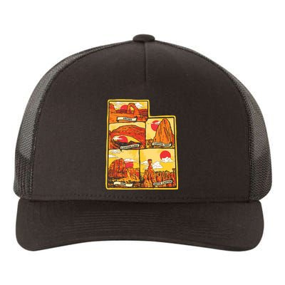 State Of Utah Five National Parks Arches Zion Capitol Bryce Yupoong Adult 5-Panel Trucker Hat