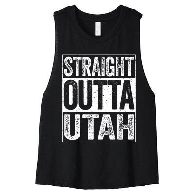 Straight Outta Utah Ut State Gift Women's Racerback Cropped Tank