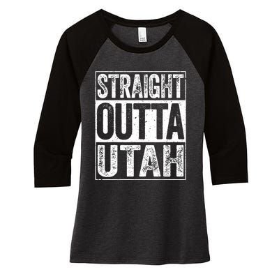 Straight Outta Utah Ut State Gift Women's Tri-Blend 3/4-Sleeve Raglan Shirt