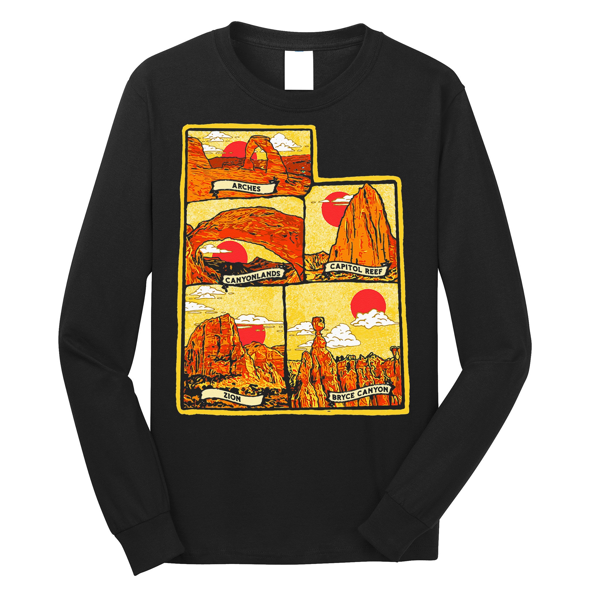 State of Utah Five National Parks Arches Zion Capitol Bryce Long Sleeve Shirt