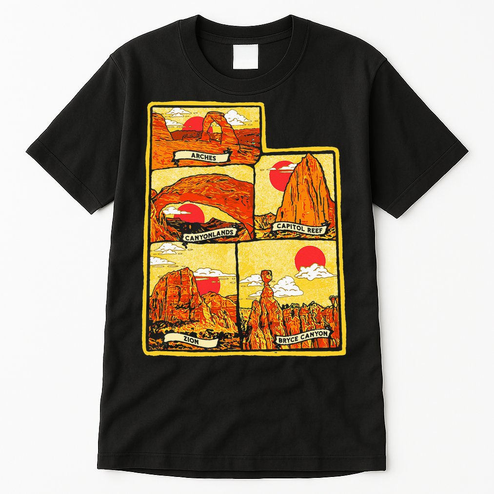 State of Utah Five National Parks Arches Zion Capitol Bryce Tall T-Shirt