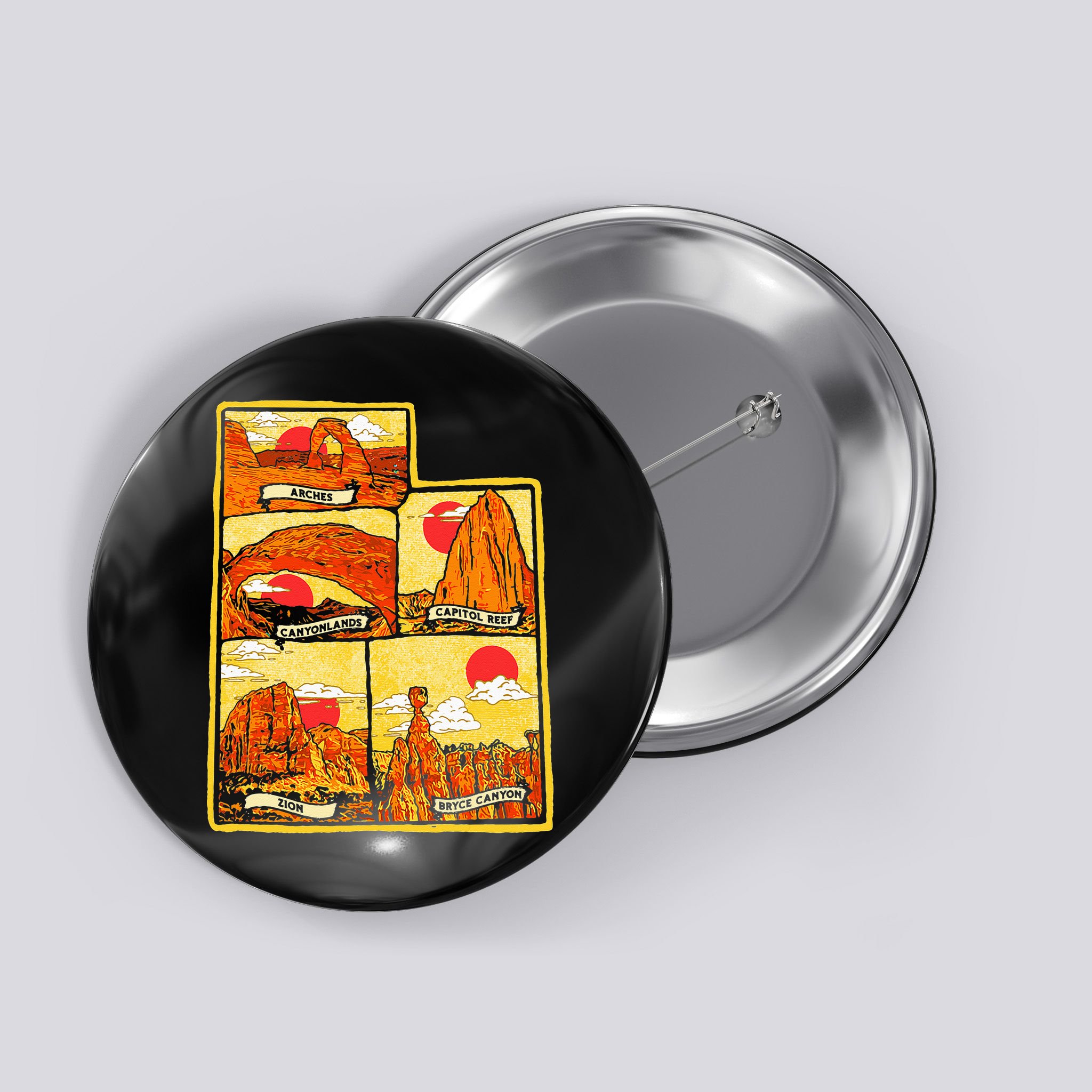 State of Utah Five National Parks Arches Zion Capitol Bryce Button