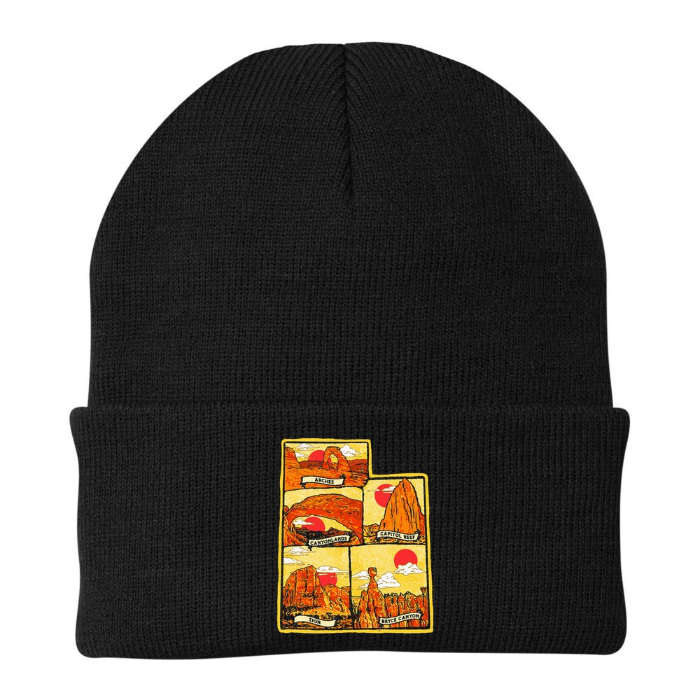 State of Utah Five National Parks Arches Zion Capitol Bryce Beanie