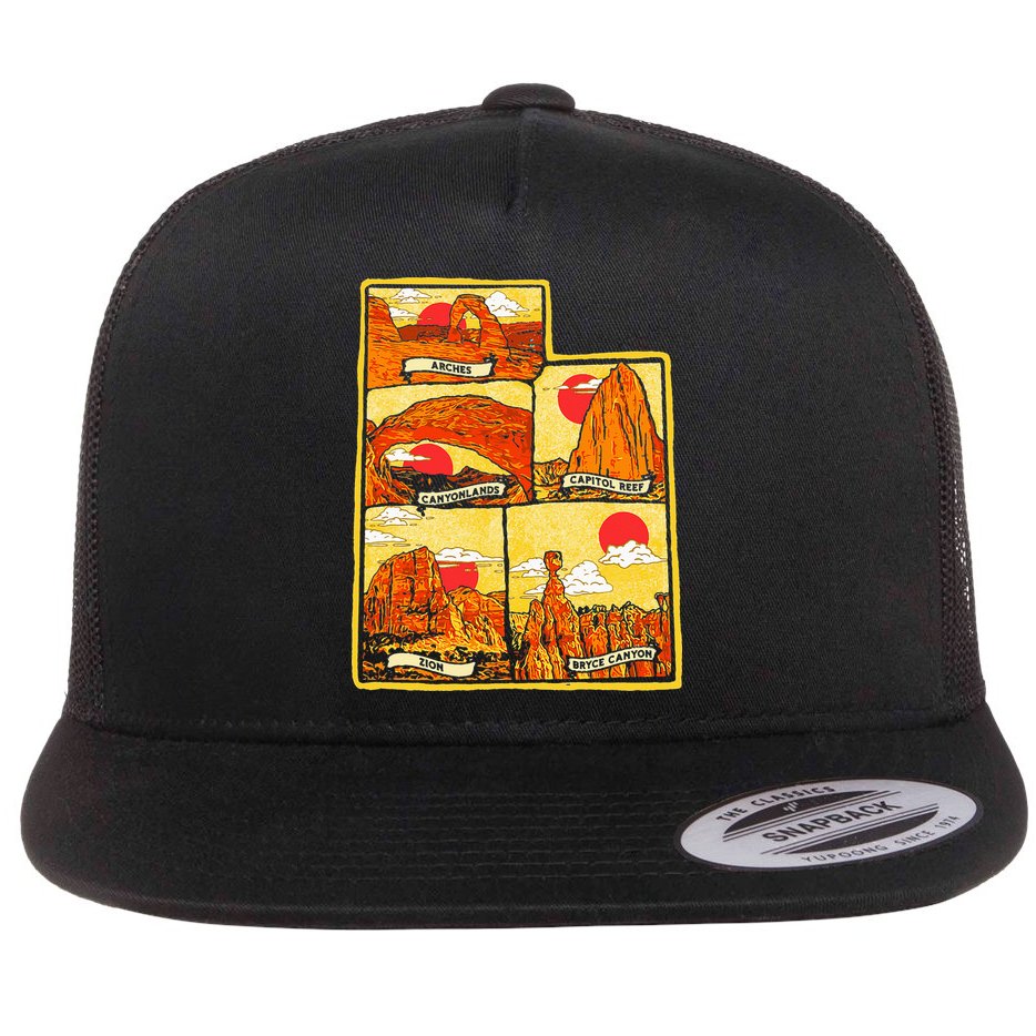 State of Utah Five National Parks Arches Zion Capitol Bryce Flat Bill Trucker Hat