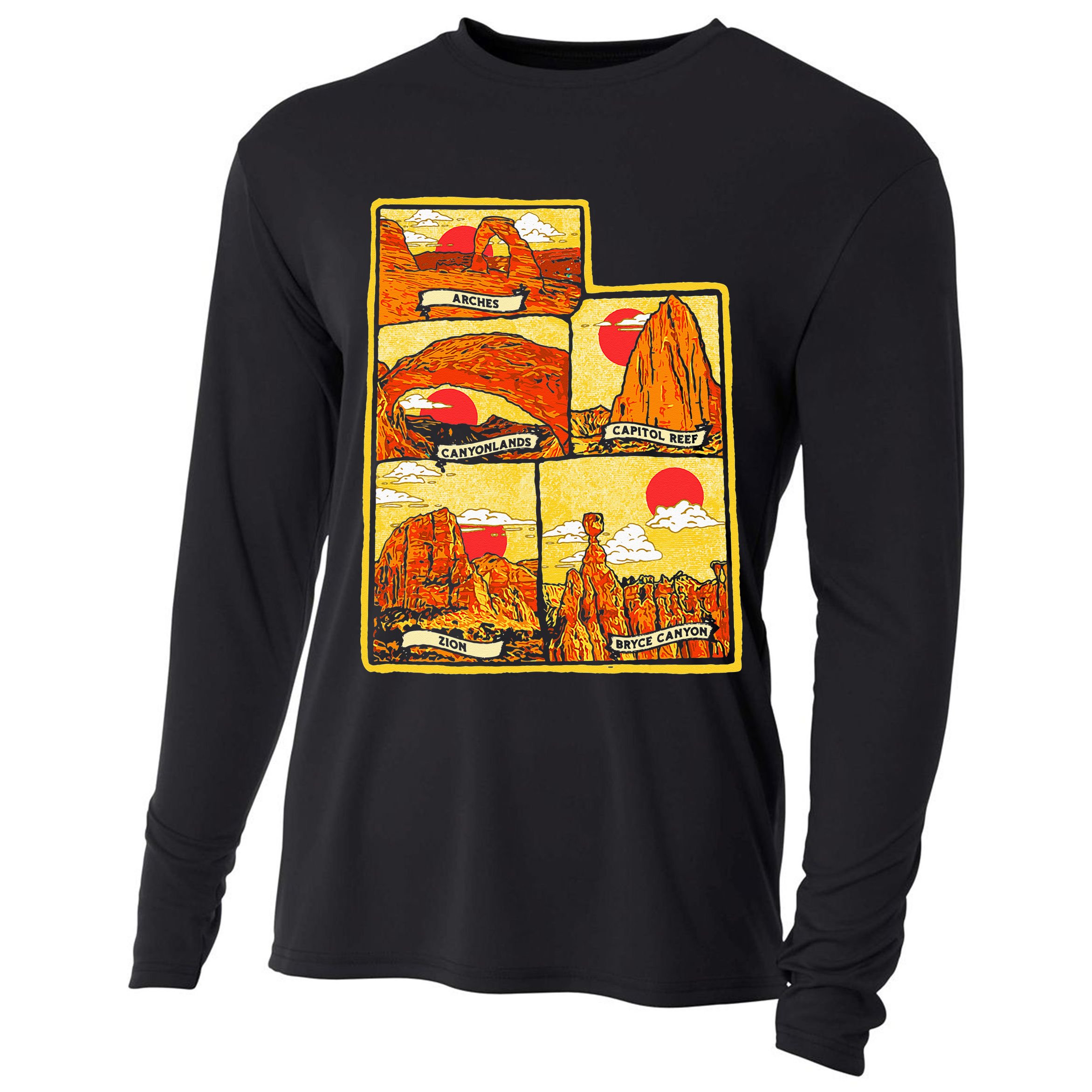 State of Utah Five National Parks Arches Zion Capitol Bryce Cooling Performance Long Sleeve Crew