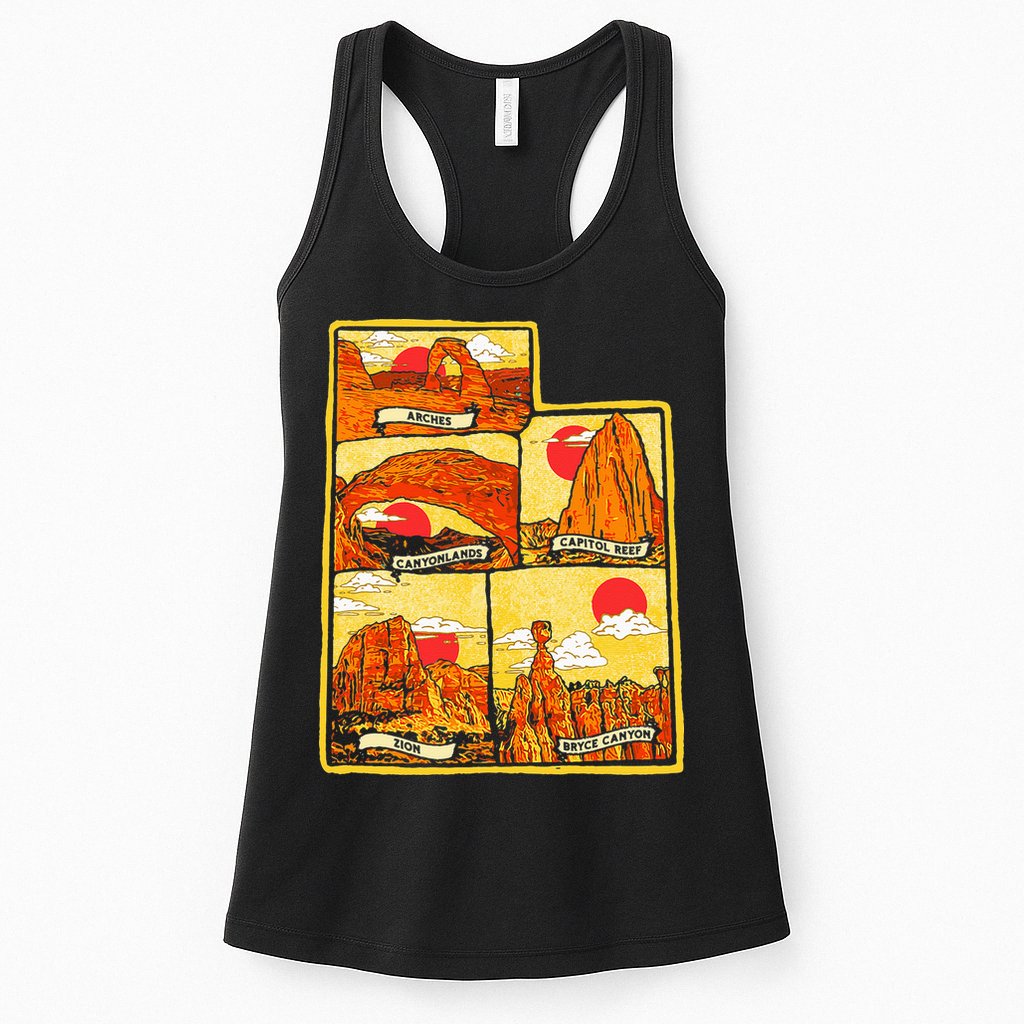 State of Utah Five National Parks Arches Zion Capitol Bryce Womens Tank Top