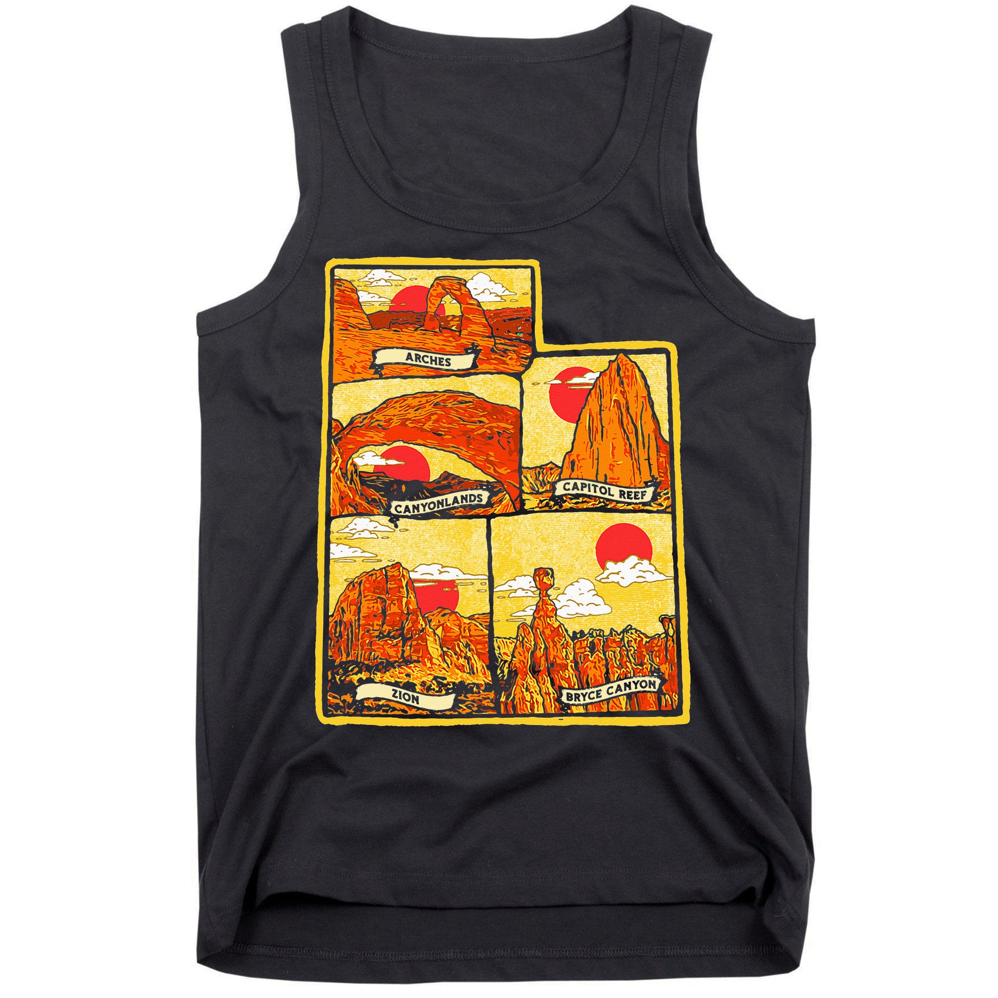 State of Utah Five National Parks Arches Zion Capitol Bryce Tank Top