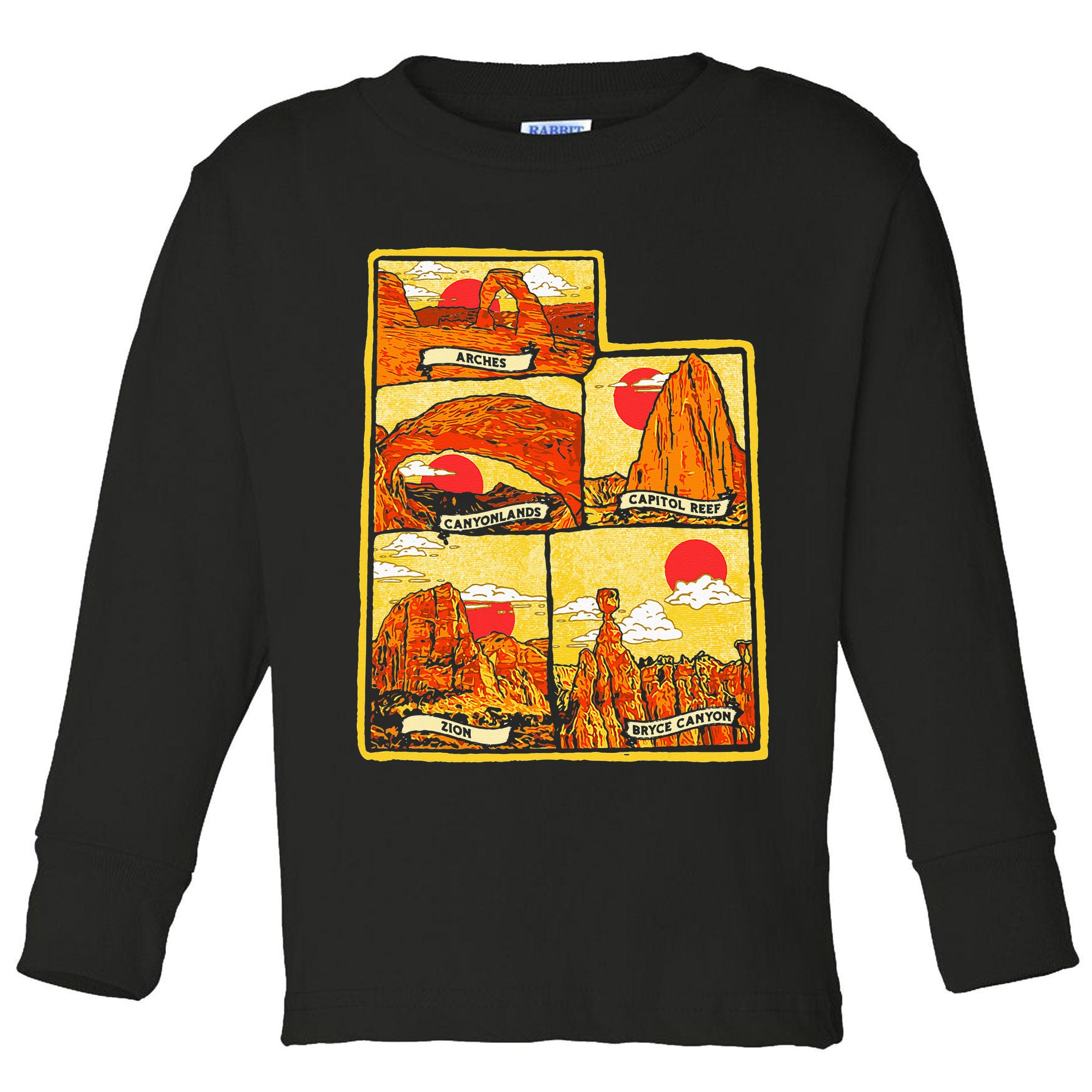 State of Utah Five National Parks Arches Zion Capitol Bryce Toddler Long Sleeve Shirt