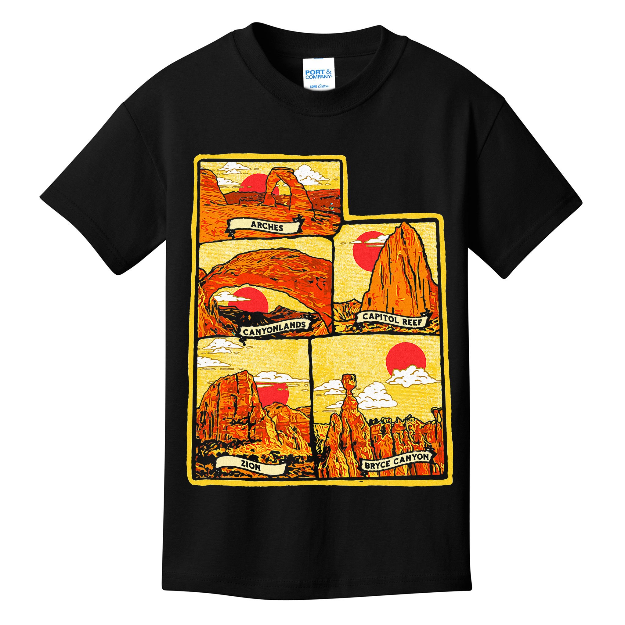 State of Utah Five National Parks Arches Zion Capitol Bryce Kids T-Shirt