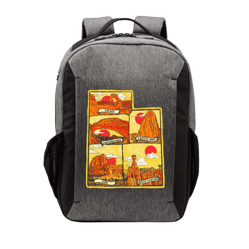 State of Utah Five National Parks Arches Zion Capitol Bryce Vector Backpack