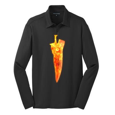 Soul Caliber Soul Edge Sword Flame Blade Silk Touch Performance Long Sleeve Polo