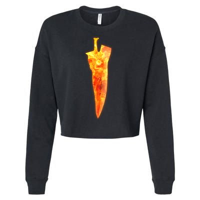 Soul Caliber Soul Edge Sword Flame Blade Cropped Pullover Crew