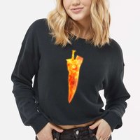 Soul Caliber Soul Edge Sword Flame Blade Cropped Pullover Crew