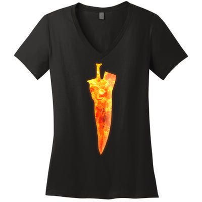 Soul Caliber Soul Edge Sword Flame Blade Women's V-Neck T-Shirt