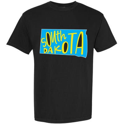 South Dakota Hand Drawn State Outline Garment-Dyed Heavyweight T-Shirt