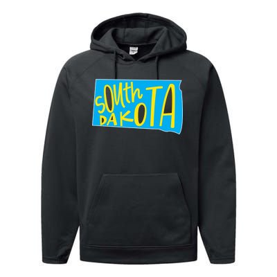 South Dakota Hand Drawn State Outline Performance Fleece Hoodie