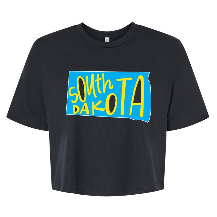 South Dakota Hand Drawn State Outline Bella+Canvas Jersey Crop Tee