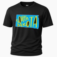 South Dakota Hand Drawn State Outline Cooling Performance Crew T-Shirt