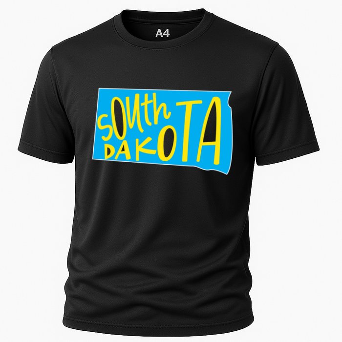 South Dakota Hand Drawn State Outline Cooling Performance Crew T-Shirt