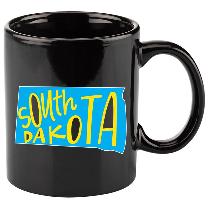 South Dakota Hand Drawn State Outline 11oz C Handle Ceramic Mug