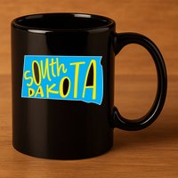 South Dakota Hand Drawn State Outline 11oz C Handle Ceramic Mug