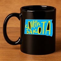 South Dakota Hand Drawn State Outline 11oz C Handle Ceramic Mug