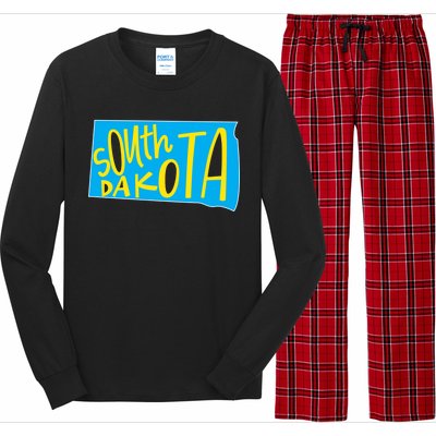 South Dakota Hand Drawn State Outline Long Sleeve Pajama Set