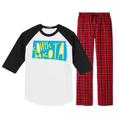 South Dakota Hand Drawn State Outline Raglan Sleeve Pajama Set