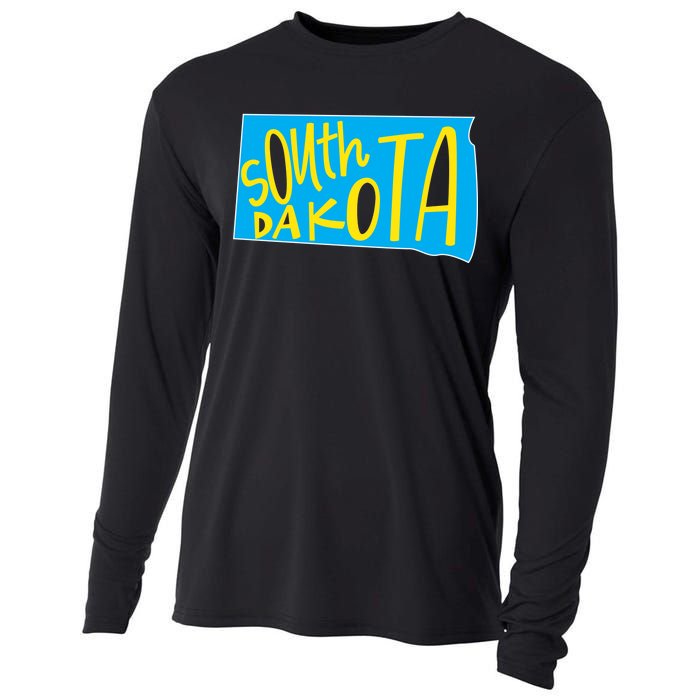 South Dakota Hand Drawn State Outline Cooling Performance Long Sleeve Crew