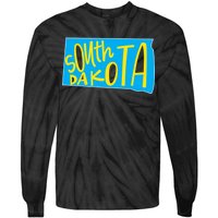 South Dakota Hand Drawn State Outline Tie-Dye Long Sleeve Shirt