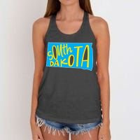 South Dakota Hand Drawn State Outline Women's Knotted Racerback Tank