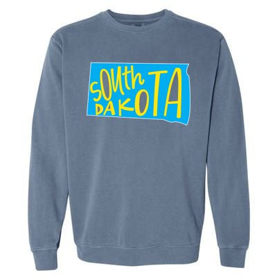 South Dakota Hand Drawn State Outline Garment-Dyed Sweatshirt